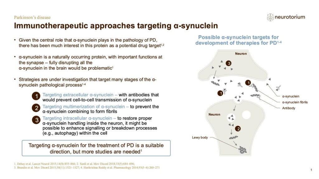 Immunotherapeutic approaches targeting α-synuclein